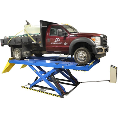 PX16A Scissor Alignment Lift and RJ8 Rolling Jack Combo by Atlas Side View