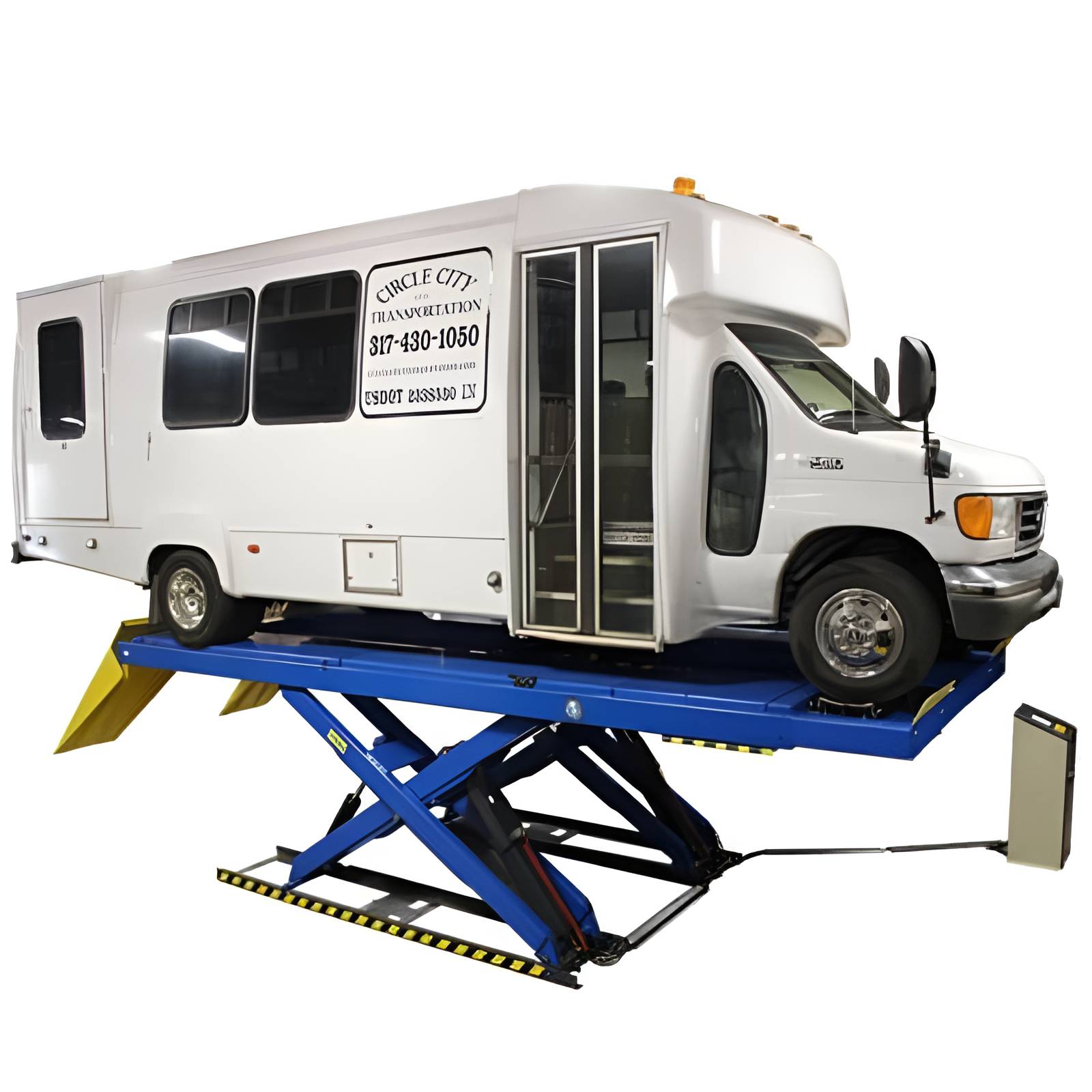 Scissor Alignment Lift and RJ8 Rolling Jack Combo Atlas PX16A Side View with Car