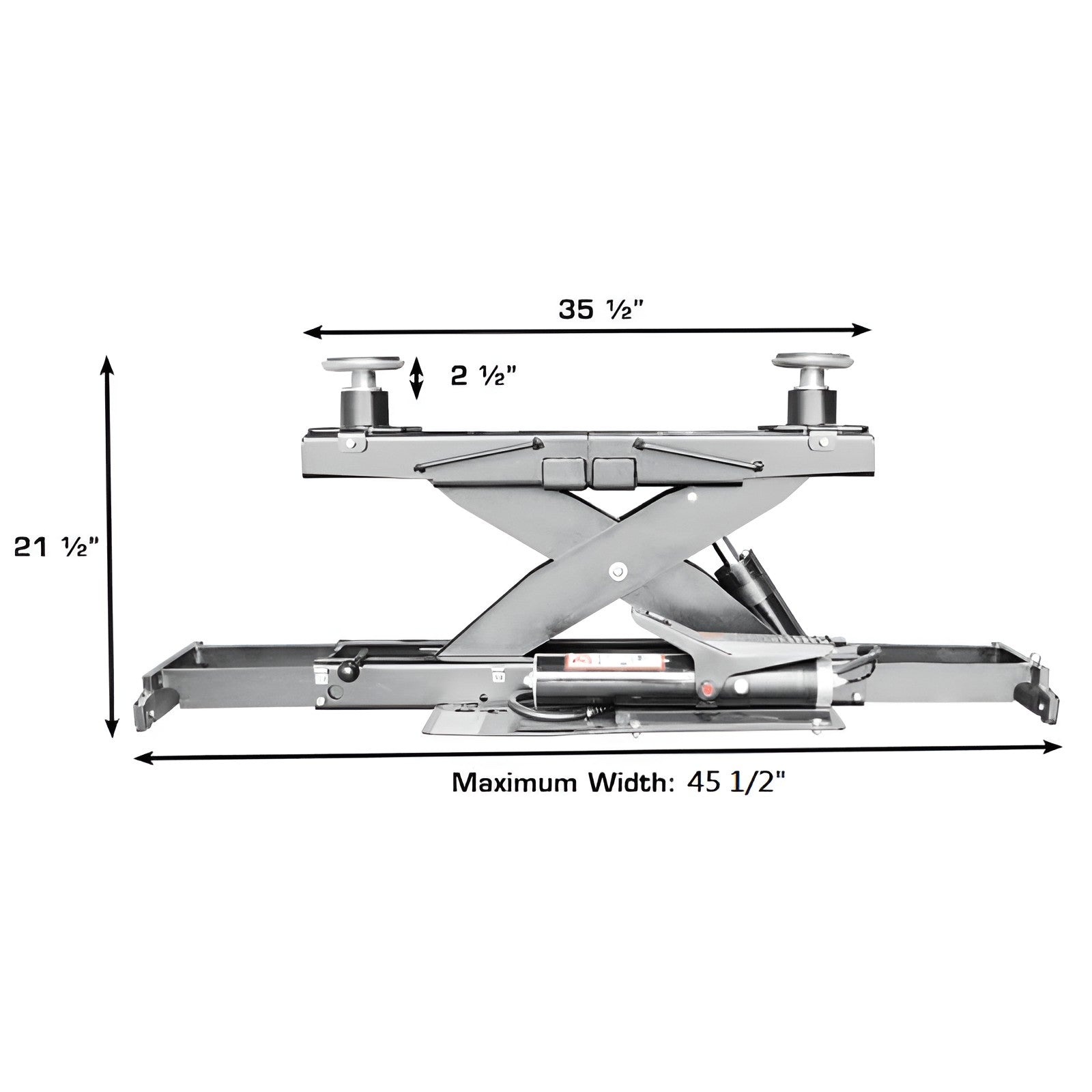 Atlas RJ7000 (2) Rolling Jacks ALI Certified Side View with Dimensions