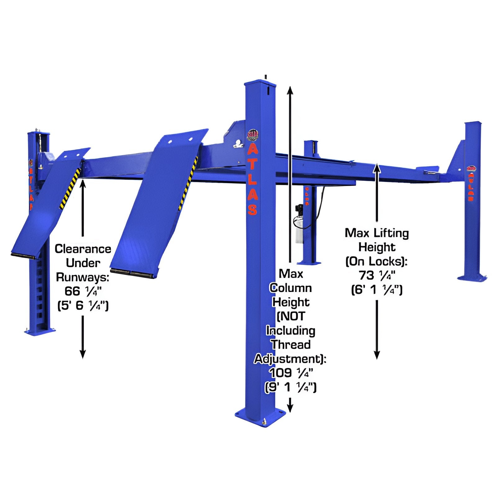 PVL14OF-EXT, 14,000 lb Alignment Lift Dimension View