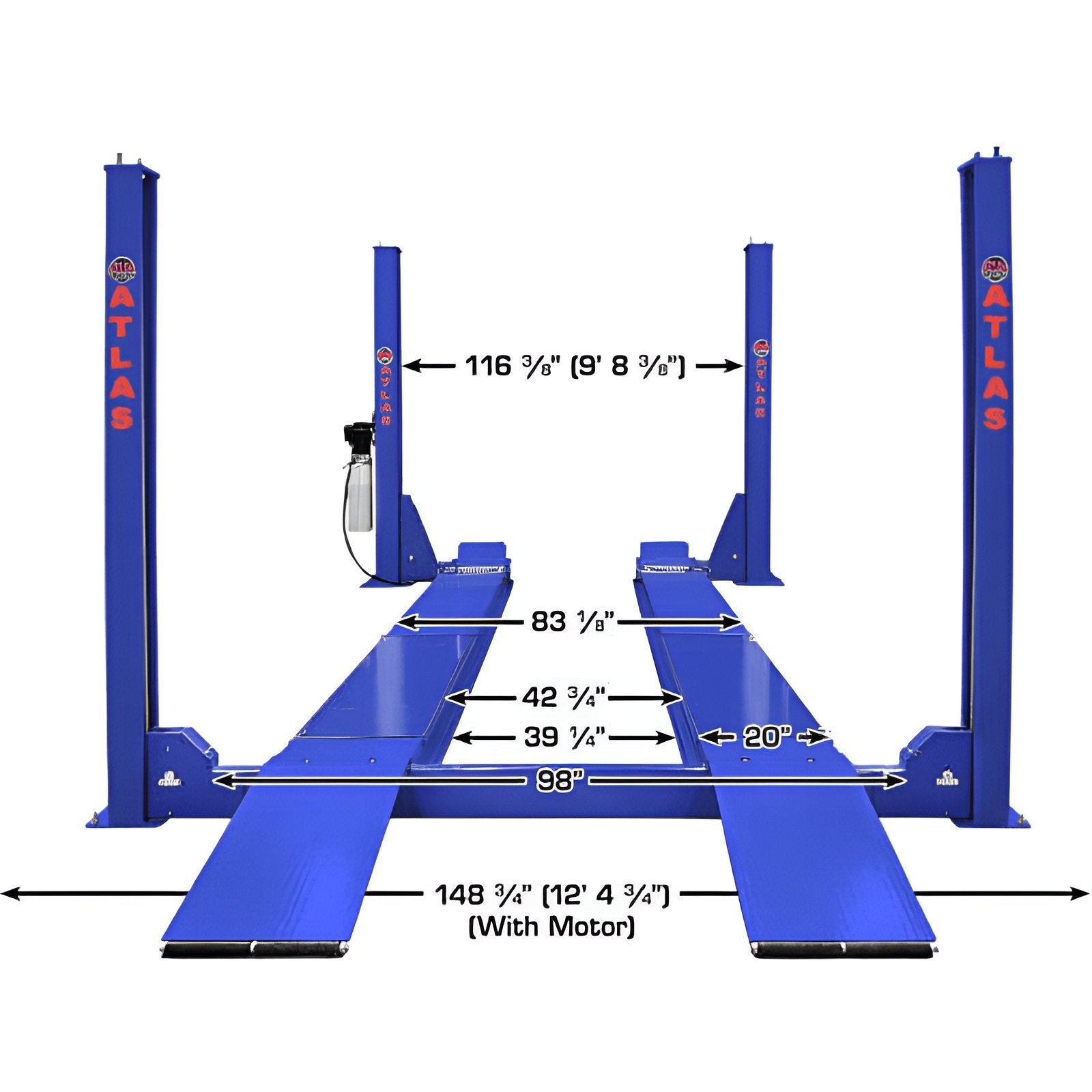 Atlas PVL14OF-EXT, 14,000 lb Alignment Lift Front View