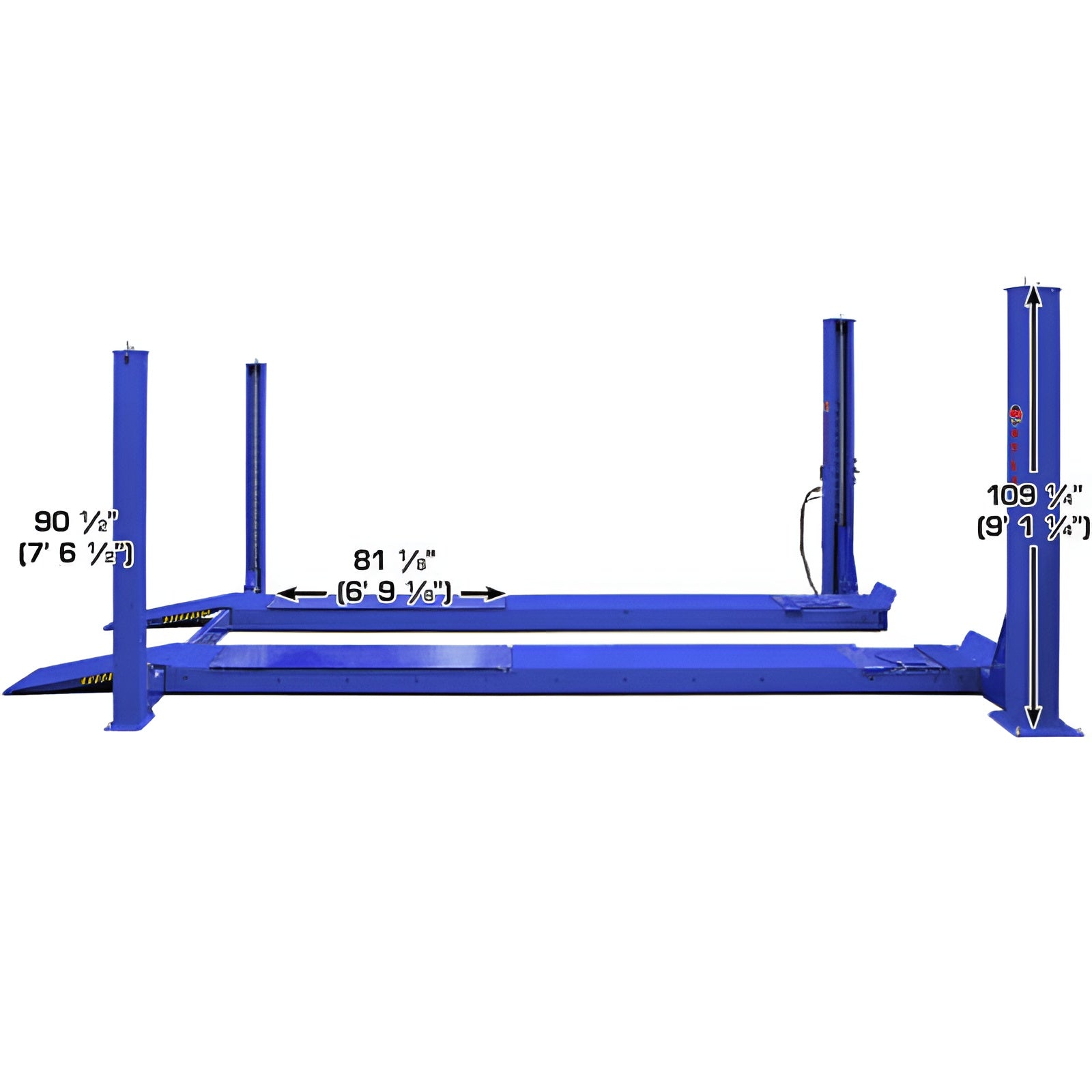 Atlas PVL14OF-EXT, 14,000 lb Alignment Lift - Open Front, ALI Certified Side View