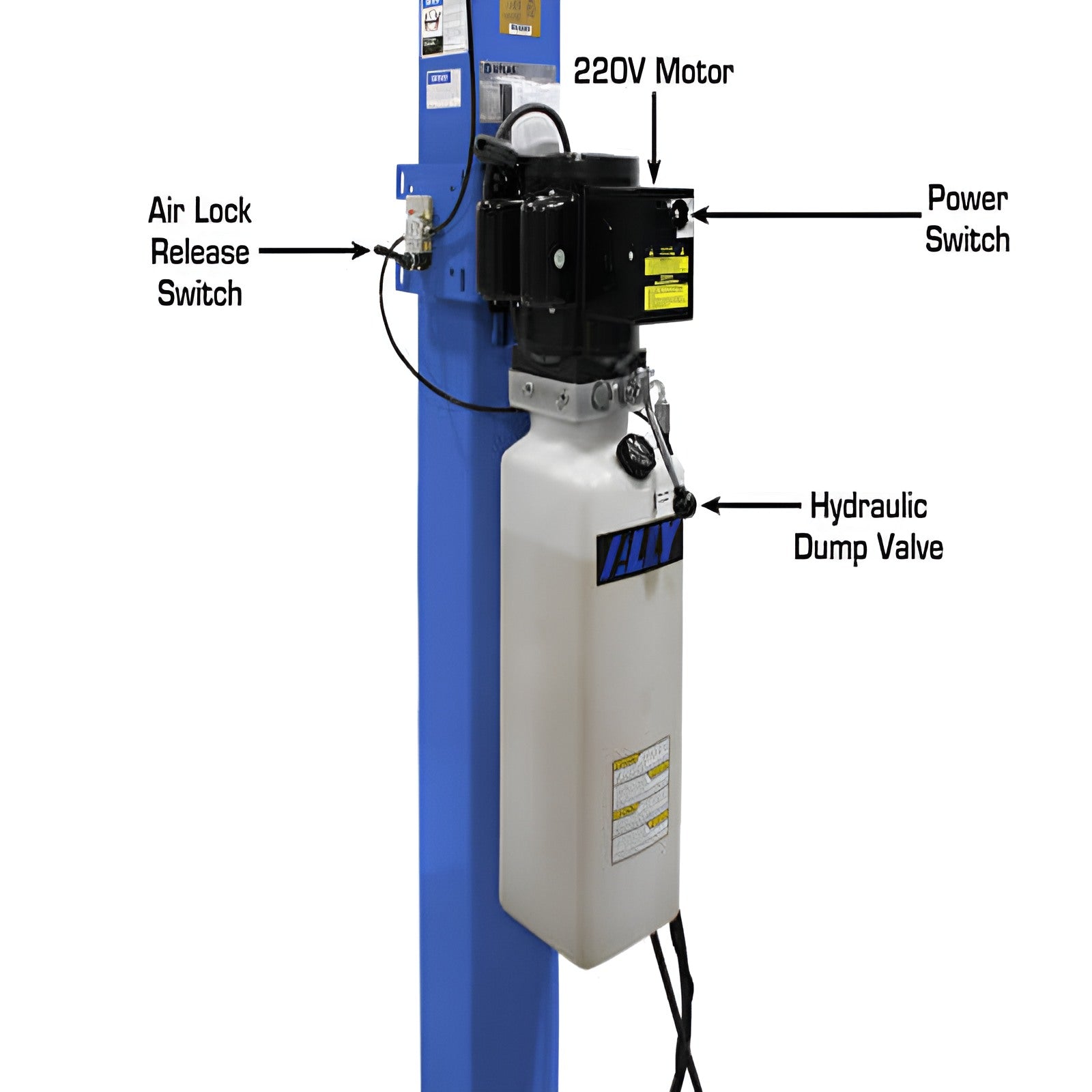 PVL14, 14,000 lb 4 Post Lift - ALI Certified Pump and Motor View