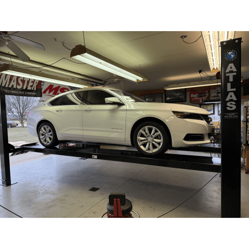 Atlas Garage Pro 9000 - 9,000lb Extra Large Vehicle Storage Lift Side View Showing With Car Lifting
