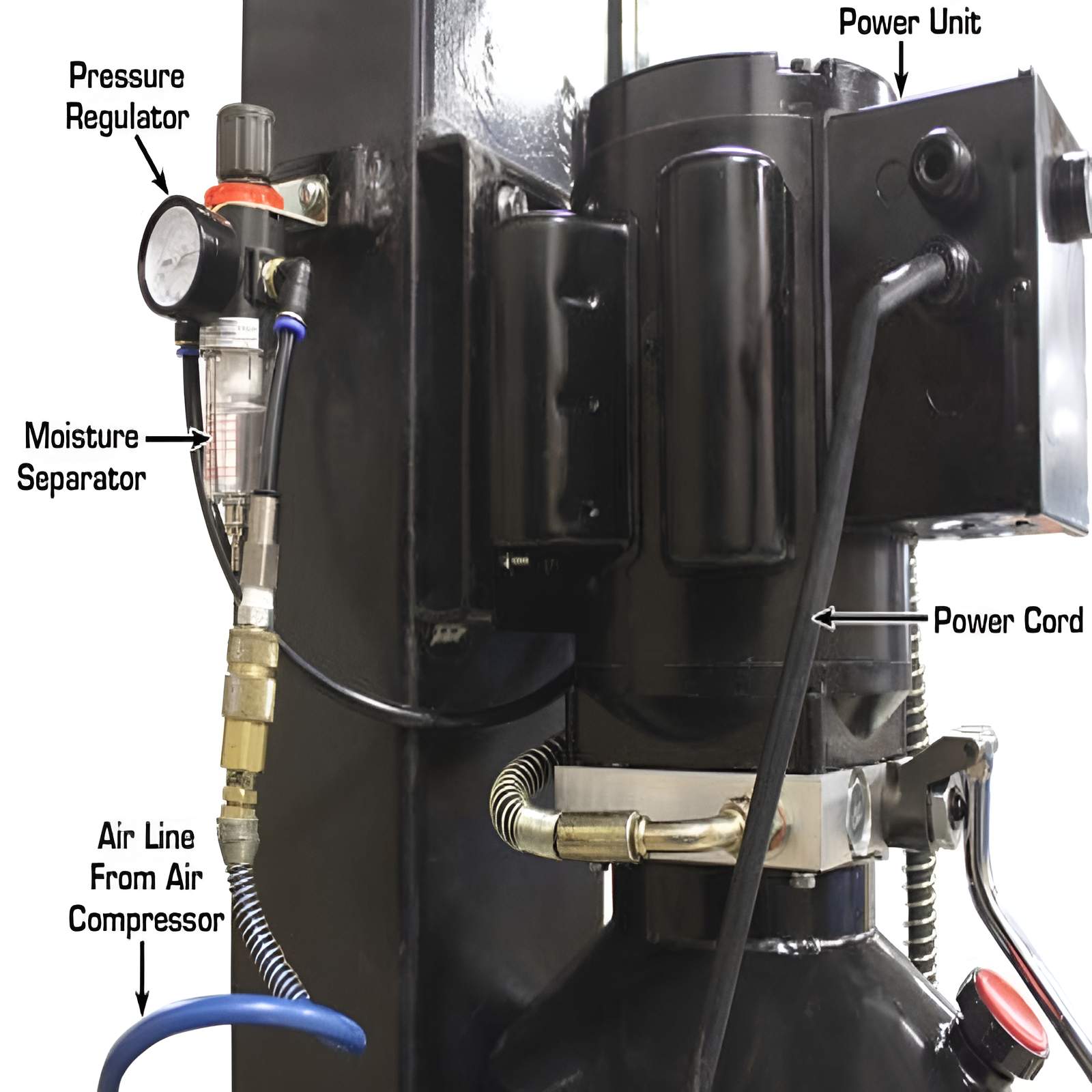 Atlas PRO7000ST, 7,000 lb 4 Post Lift - Extra Tall Motor and Pump View