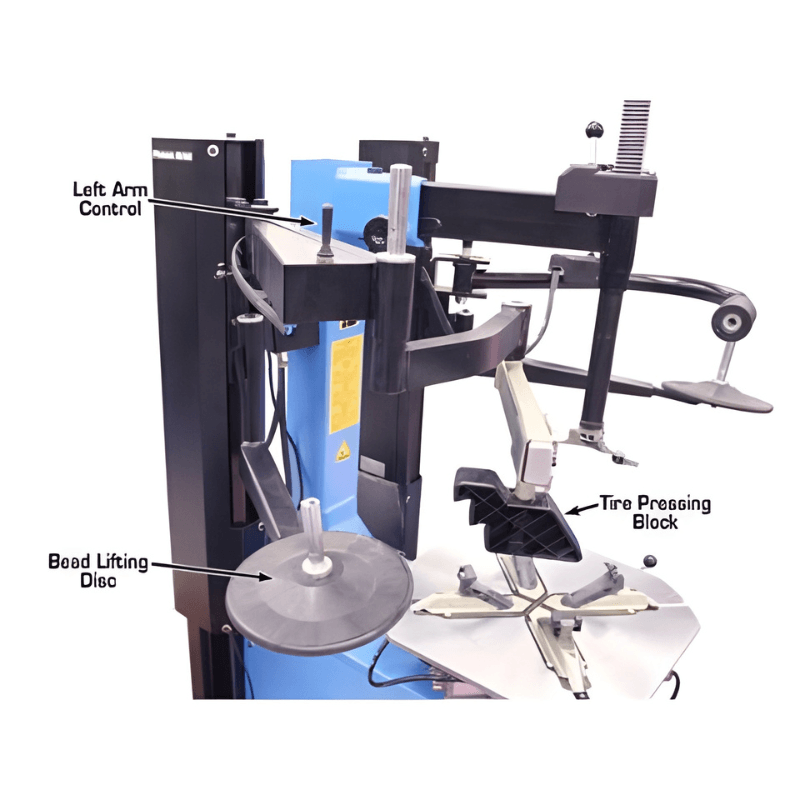 TC229DAA Rim-Clamp Tire Changer w/ Dual Assist Arms Upper View