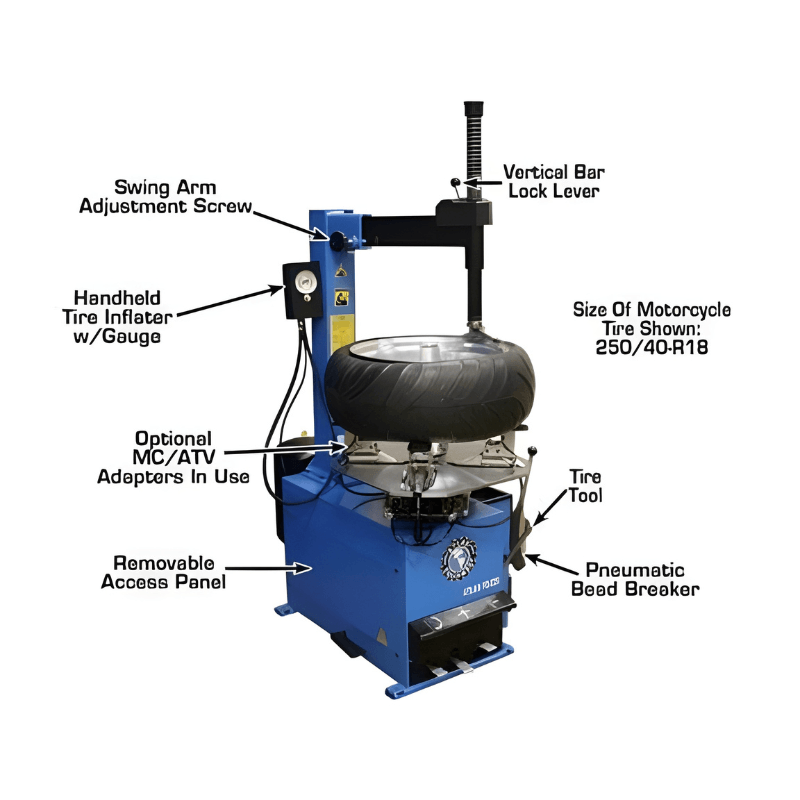 Atlas TC229 Rim-Clamp Side View with Tire
