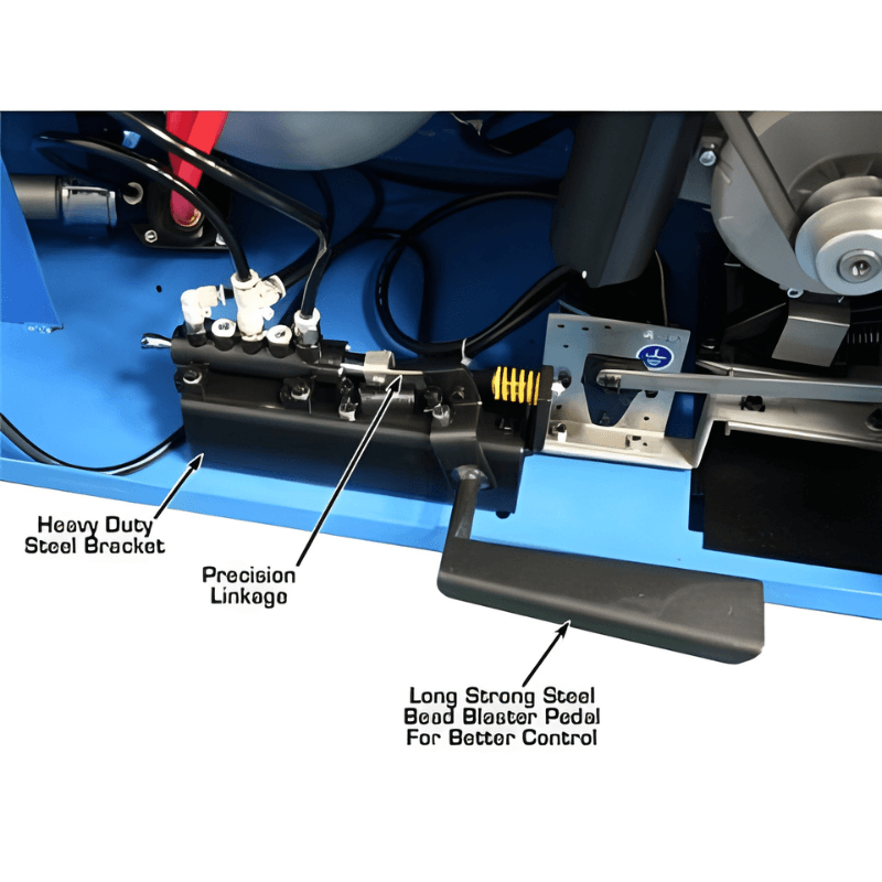 Atlas TC289LH Extra Large Rim-Clamp Tire Changer w/ Assist Arm - Bead Blaster Pedal View