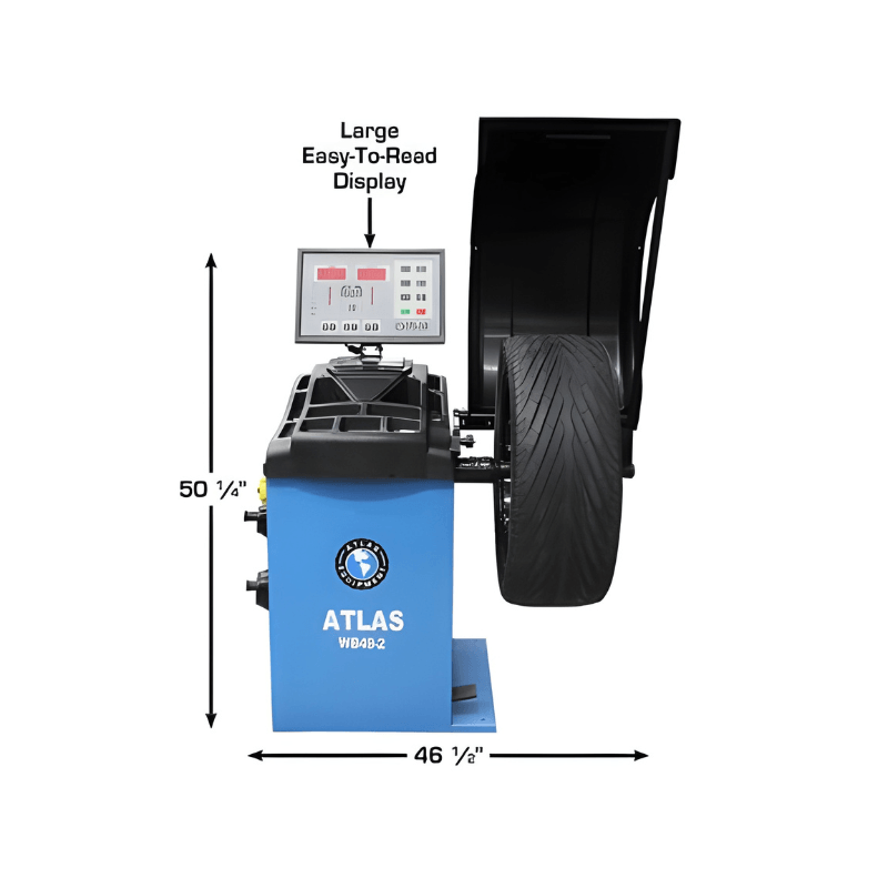 Atlas WB49-2 Premium 2D Computer Wheel Balancer Front View Dimension View