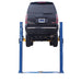 BP8000, 8,000 lb 2 Post Lift - Low Ceiling Back View with Car lifting high