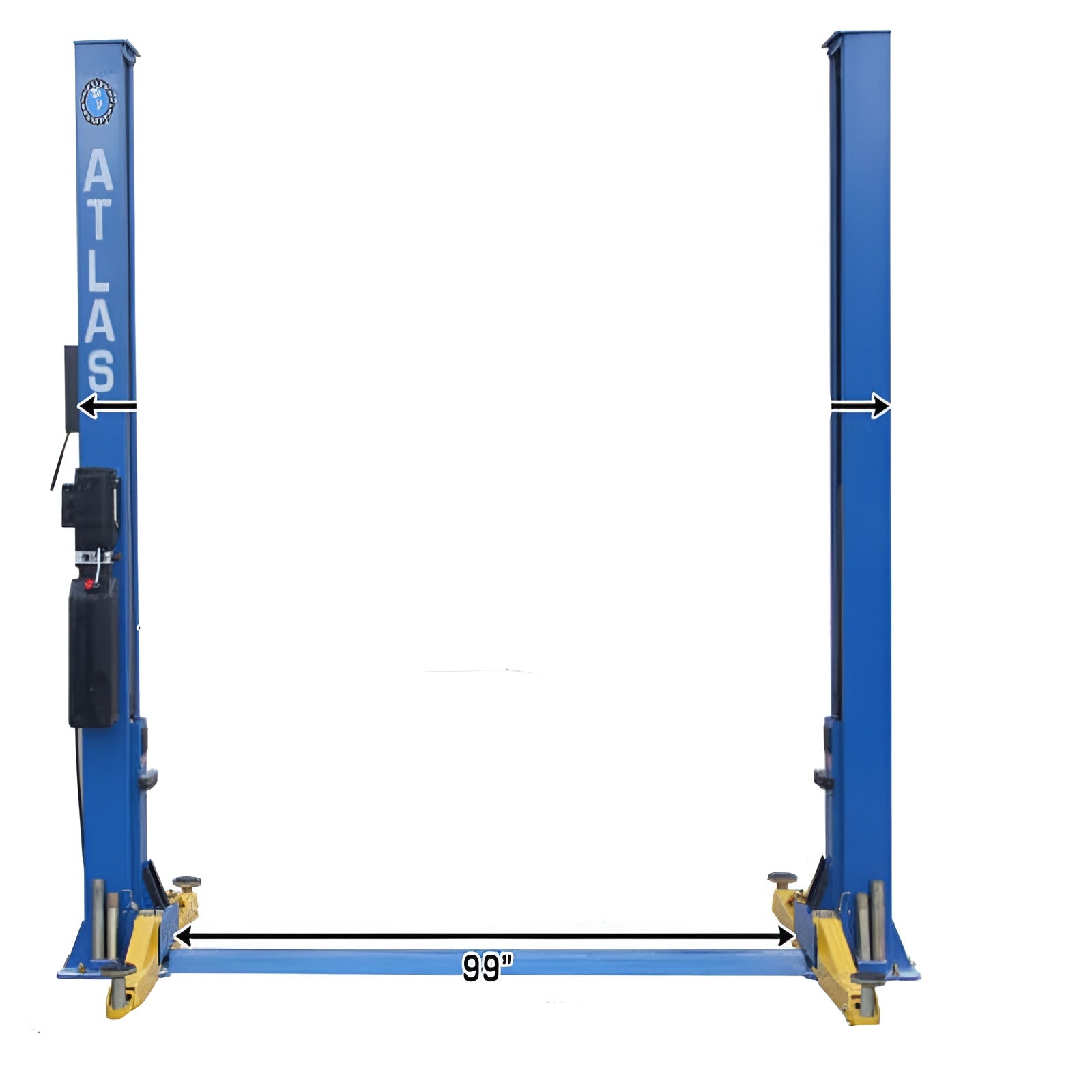 BP8000, 8,000 lb 2 Post Lift - Low Ceiling No Car Front View