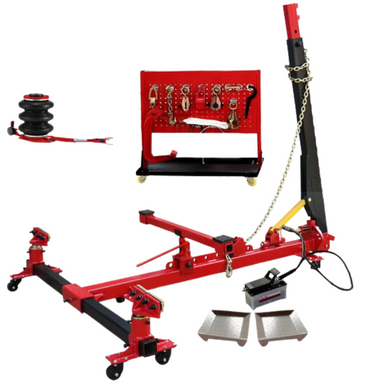 KT-255 3 ton Air Jack with Auto Body Puller frame by Katool - Side view with accessories