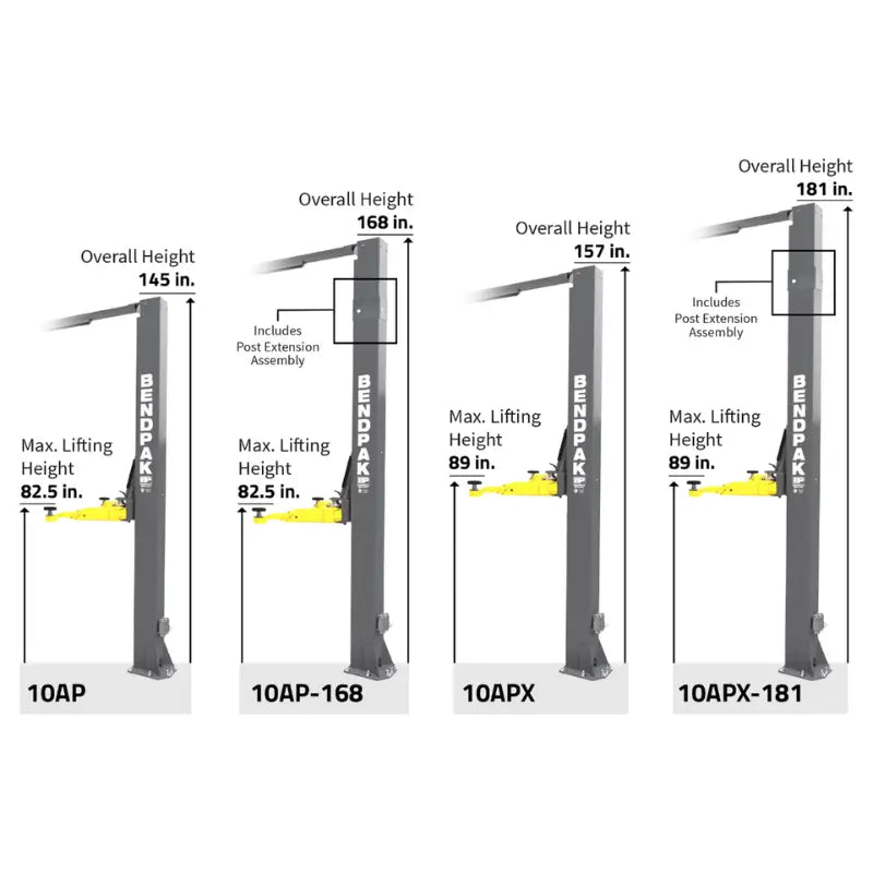 BendPak 10AP-168 Left Height View  