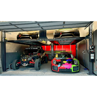 12,000lb Tandem Platform Storage Lift-Short Runways - BendPak PL-12000DPS Front View in the Garage