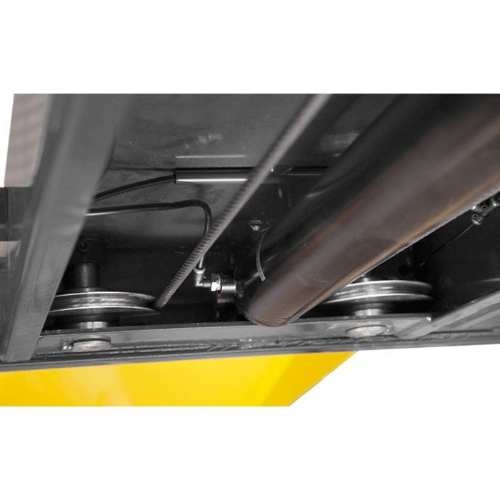 BendPak HD-9STX 9,000lb 4 Post Lift - Narrow Extended Height Under Ramp View