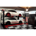 BendPak HD-9ST 9,000lb 4 Post Lift - Narrow Width; ALI Certified Side View with 2 Cars