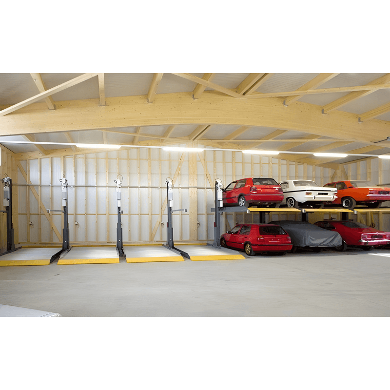  PL6000DC 6,000lb Vehicle Storage Lift - Narrow Front View On Garage