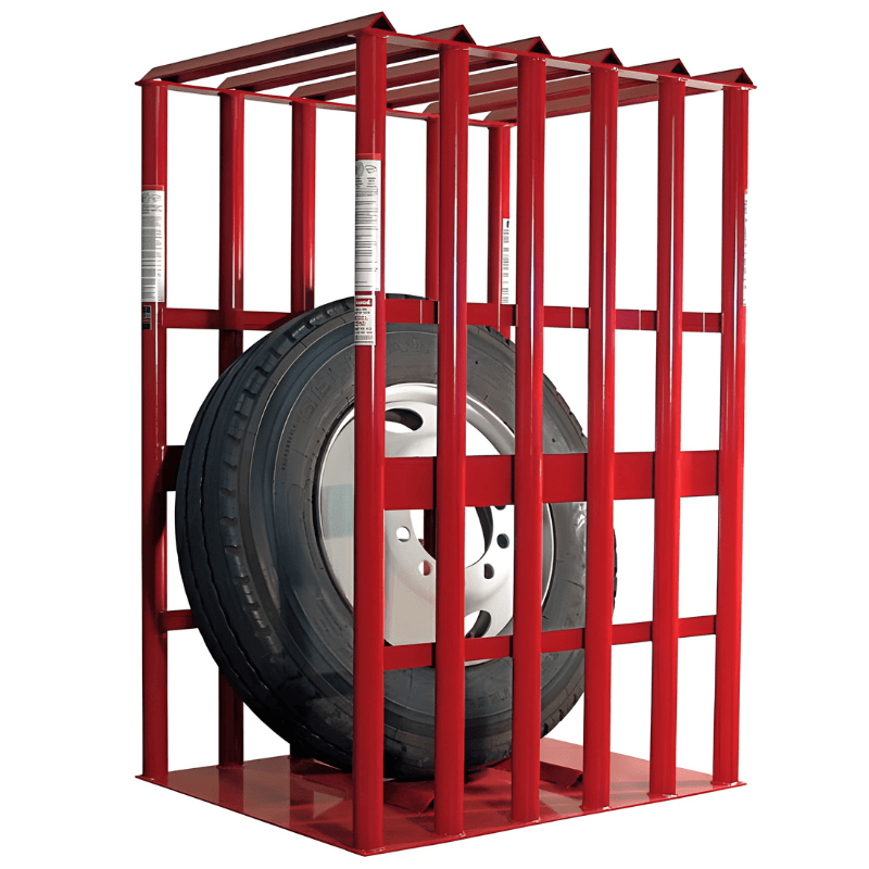 Branick 2260 Flat Top Tire Cage Side View with Tire Inside
