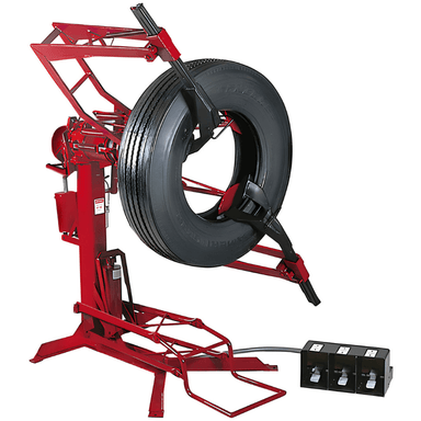 Branick EF-HD Tire Spreader Machine Side View with Tire