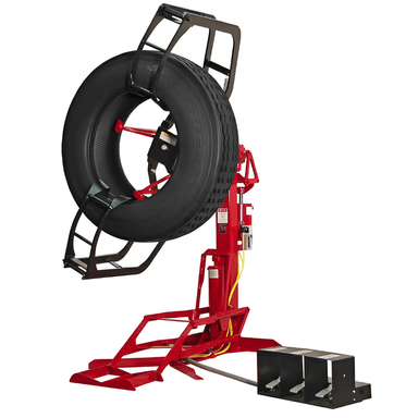 Branick EF Full Circle Tire Spreader Machine Front View with Tire