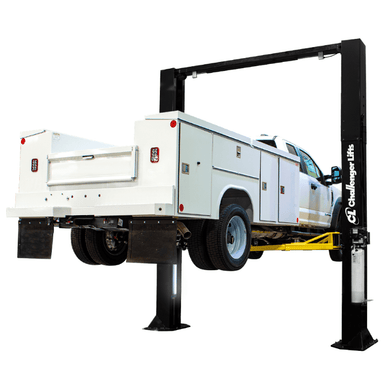 Challenger CL20 Series 20K Heavy-Duty Two-Post Adjustable Lift Front View with Car Lifting