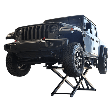 Challenger MR6 6K Portable Mid-Rise Scissor Lift Front View with Car Lifting