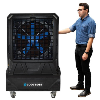 CB-26SL 50 Gallon Portable Air Cooler by Cools Boss Front View with Person