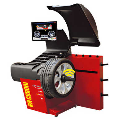 Corghi EM 9980C Plus DiagnosticLine Touchscreen Wheel Balancer Side View