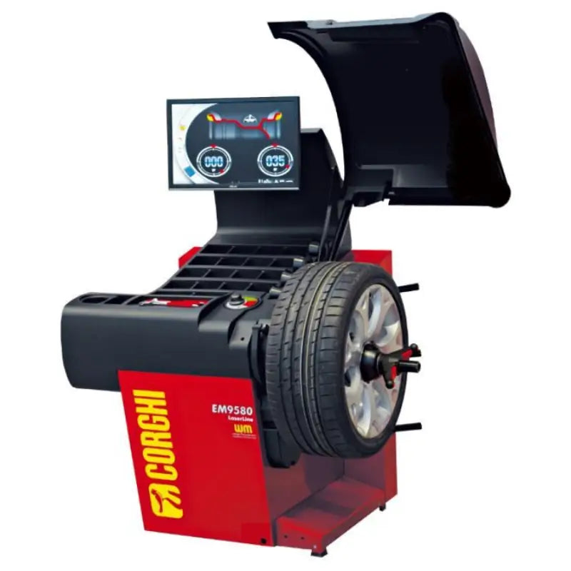  EM 9580C Plus LaserLine Wheel Balancer by Corghi Side View