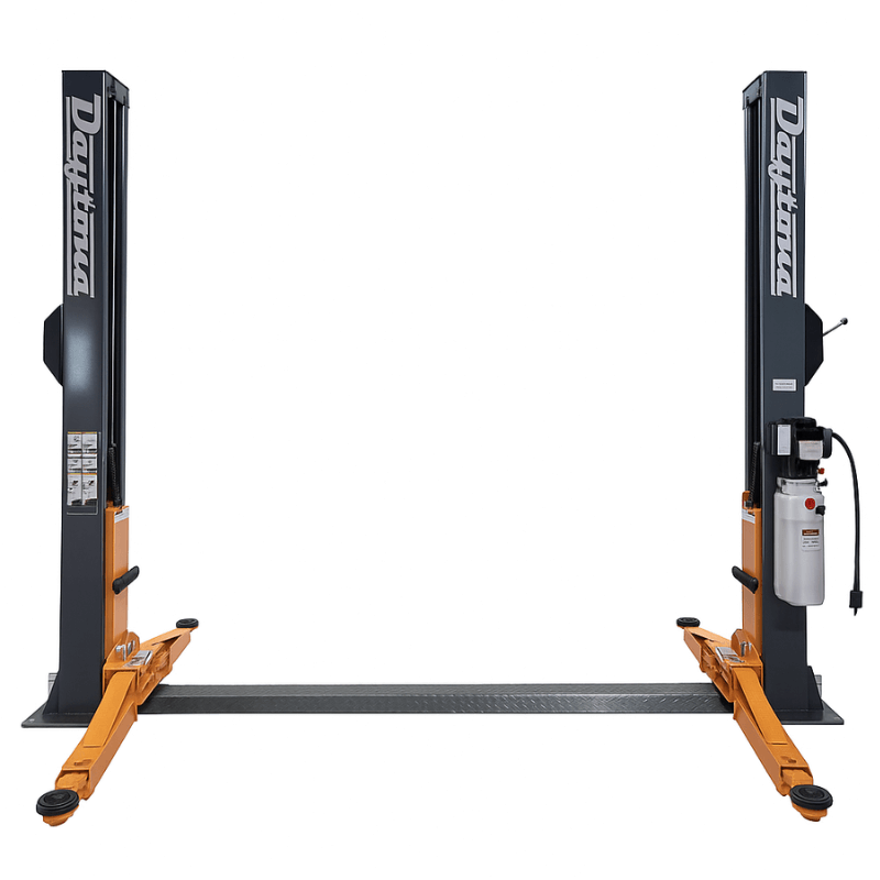 Daytona LTPF12 12,000 lb 2-Post Floorplate Lift – Heavy-Duty Vehicle Hoist Front View
