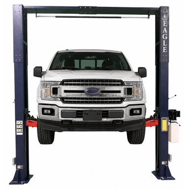 Eagle EAG-10C 10,000lbs 2-Post Lift – Versatile Arms Front View with Car