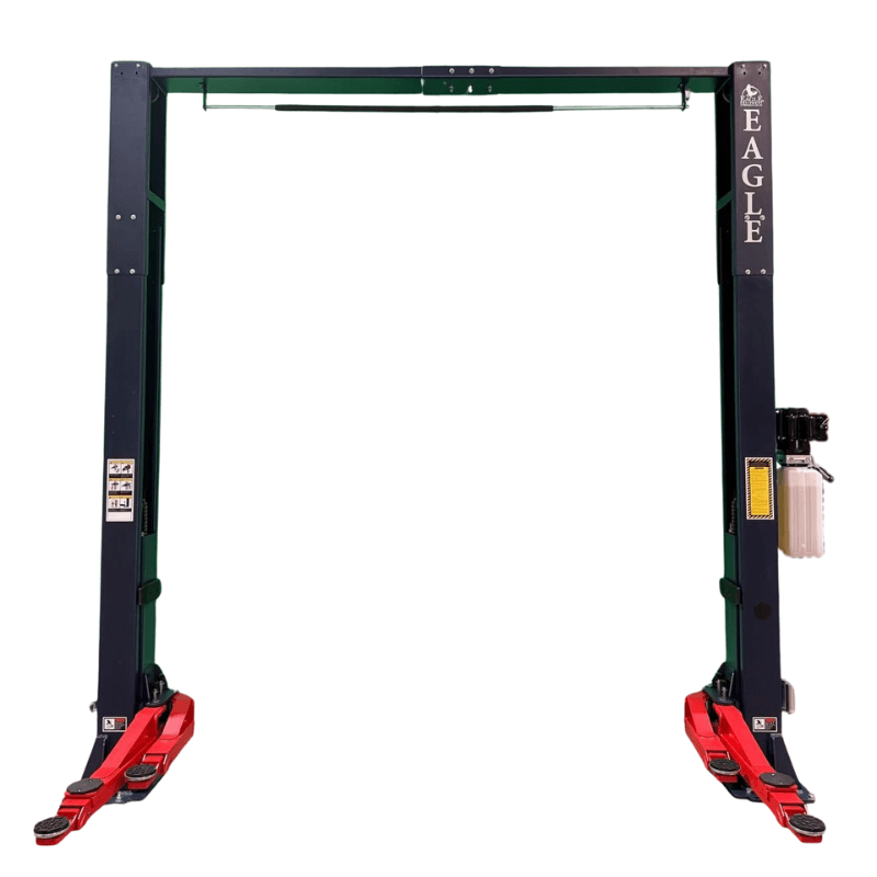 EAG-9C 9,000 Lbs 2-Post Lift – Clear Floor Versatile Arms Front View No Car