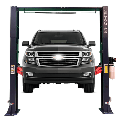 Eagle EAG-9C 9,000 Lbs 2-Post Lift – Clear Floor Versatile Arms Front View
