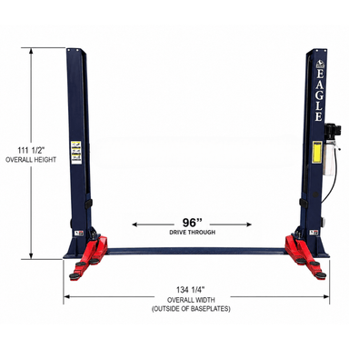 Eagle EAG-9F 9,000 lb. Front View with Dimension