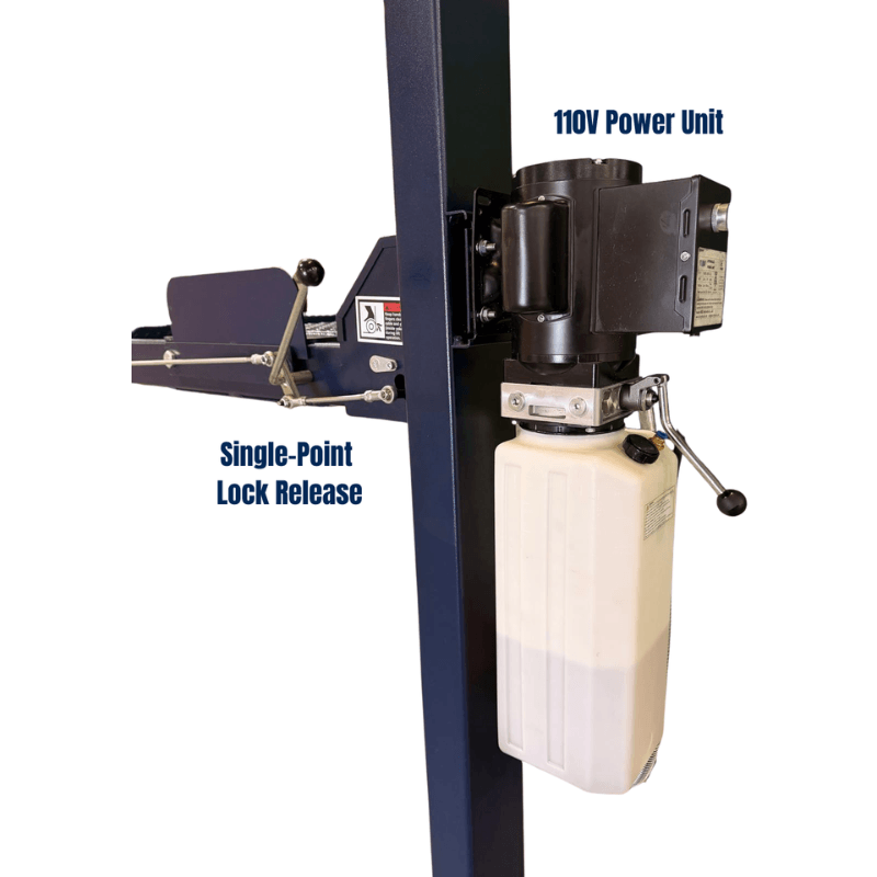 MS-8000 8000lb 4 Post Storage Car Lift - Oil Tank View