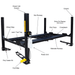FP8K DX 8,000 lb 4 Post Vehicle Storage Lift with parts label view