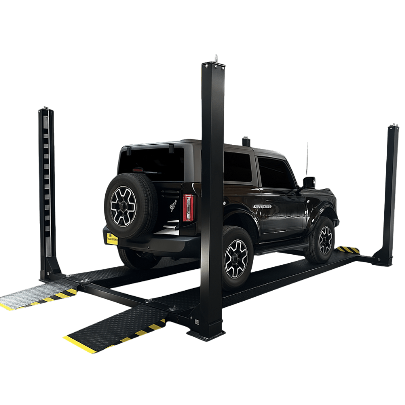 FP9K DX XLT 9,000 lb 4 Post Vehicle Storage Lift - Extra Tall/Long Side View