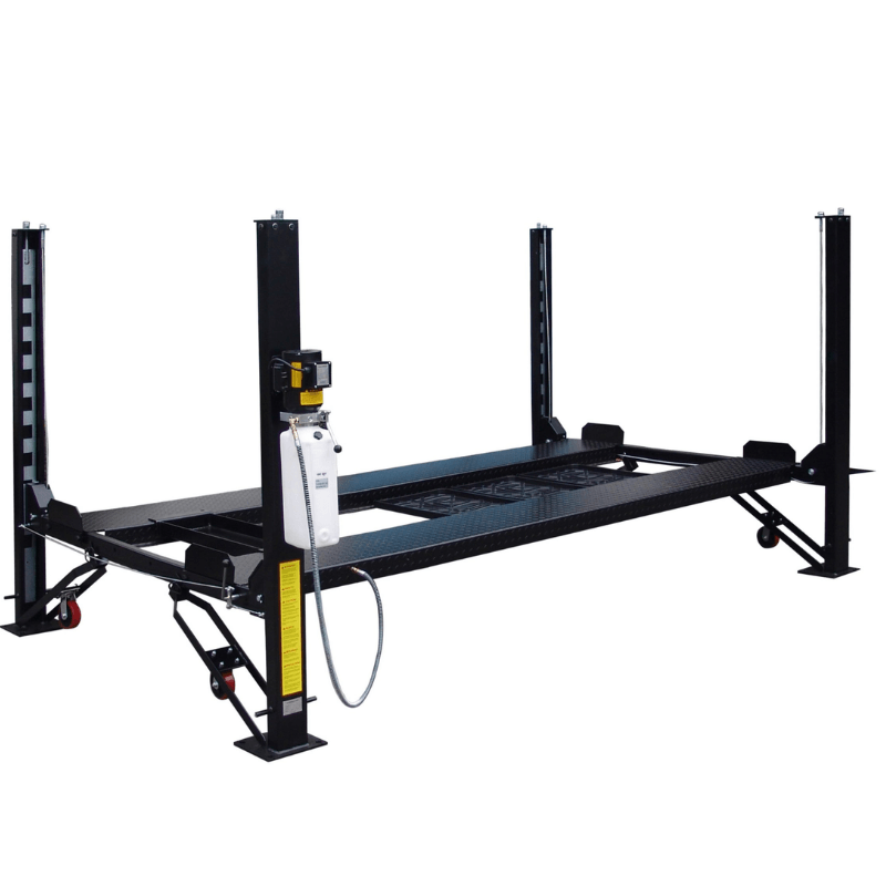 FP9K DX XLT 9,000 lb 4 Post Vehicle Storage Lift - Extra Tall/Long Side View with No car