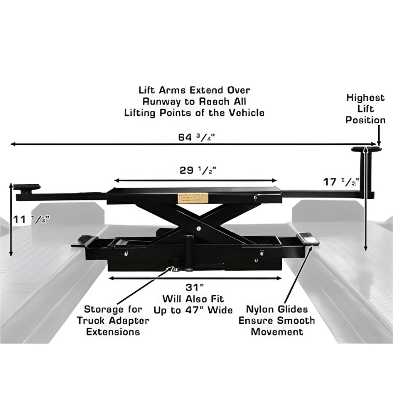 ProJack35 Sliding Jack With Dimensions View