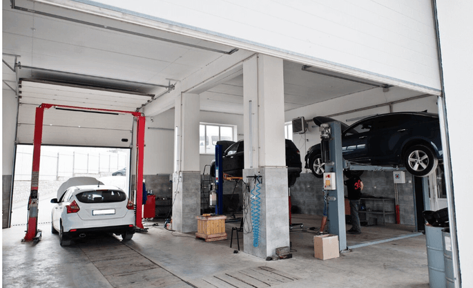Professional garage with car lifts
