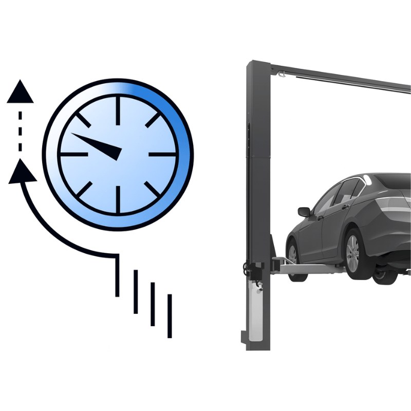 EELR731A 10k 2 Post Lift - ALI Certified Clock View