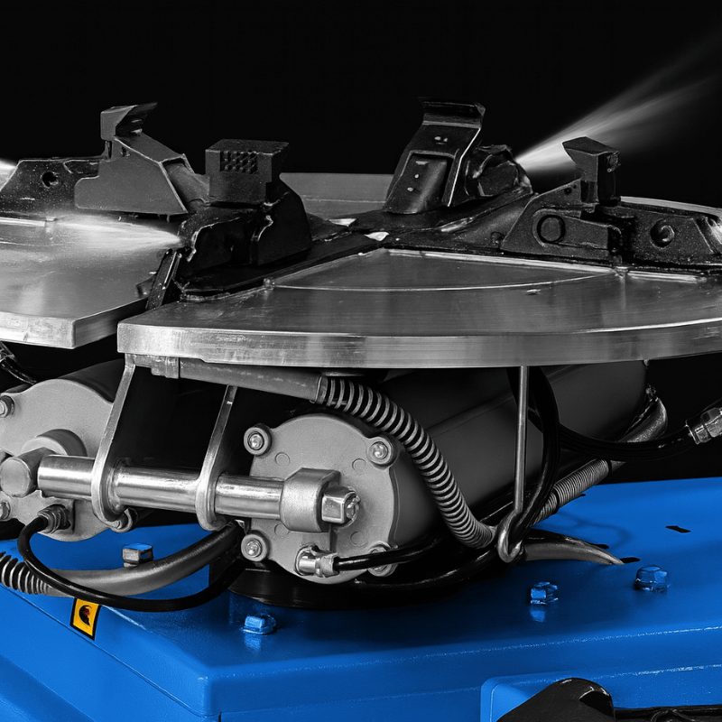 Monty 1625 with Smart Speed Swing-Arm Tire Changer Clamp View