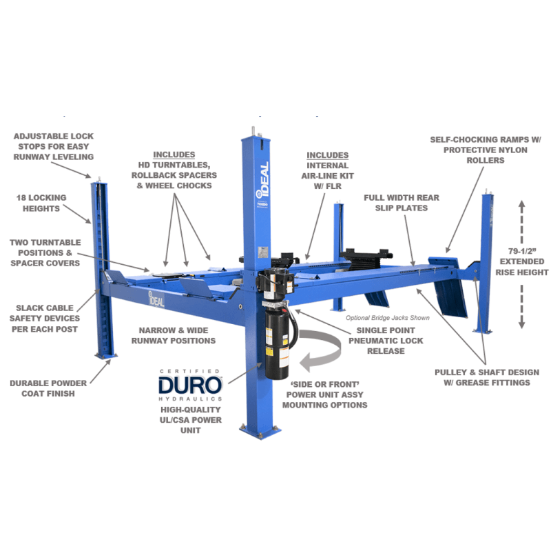 iDEAL, 14,000 lb FP14KAC-X, 4 Post Alignment Lift — HeavyLiftDirect