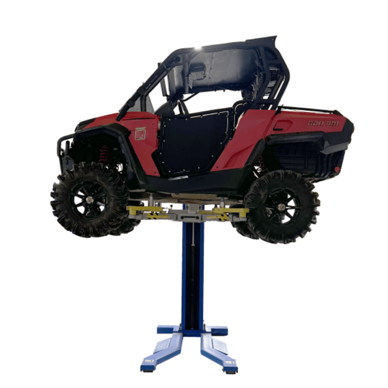 MSC-6KLP 6,000lb Single Post Car Lift Side View with Car