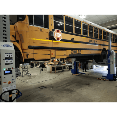MSC-13K-B-452, 13,000lb Mobile Column Lift (4-pack) Side View with Bus Lifting