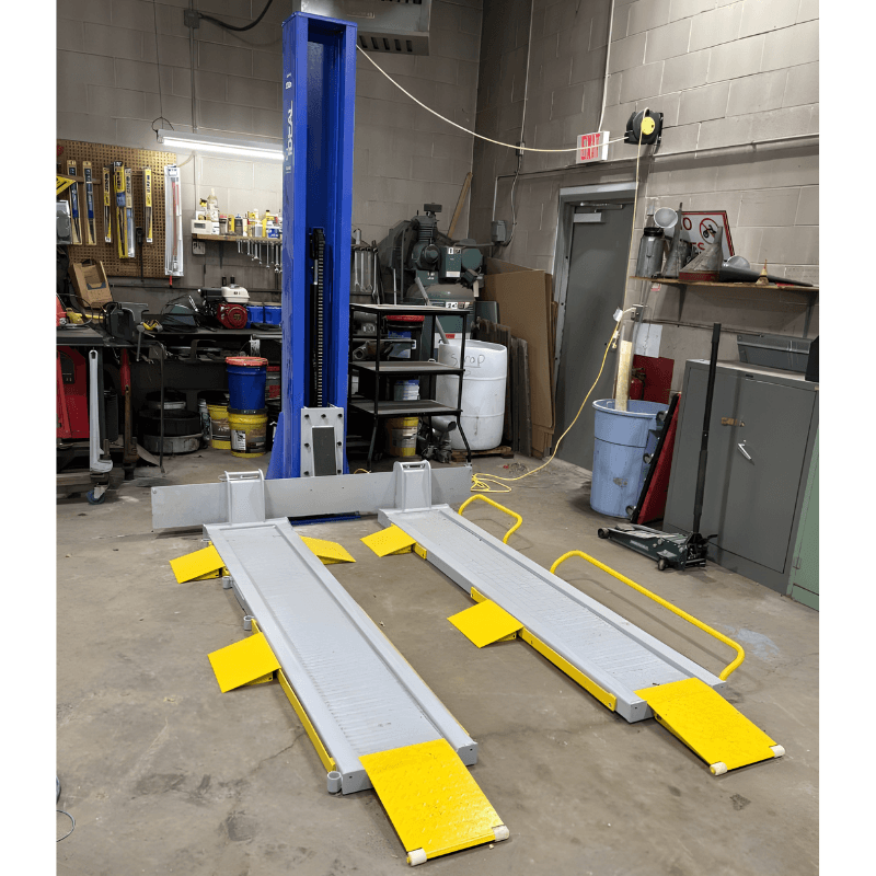 SC-2K-UTV-X 2,000lb Single Post Lawn Mower Lift Front View