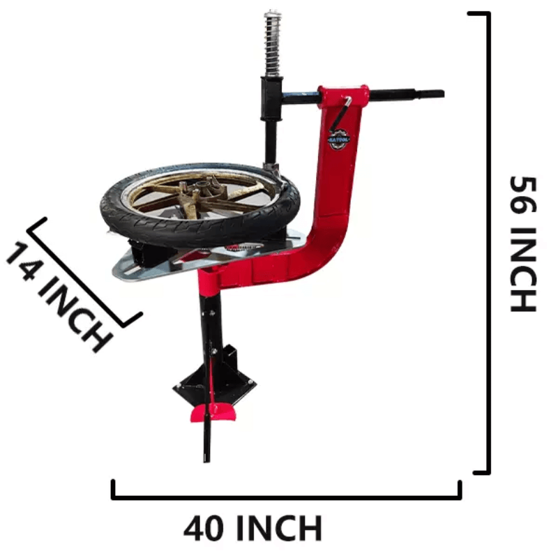 Katool KT-MOTO1001 Manual Tire Changer with dimensions view