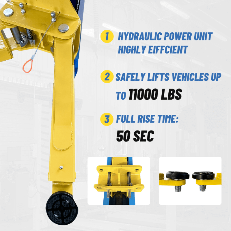 AK-H115Z 11000 lbs Heavy Duty Two Post Lift by Katool  Features arms View