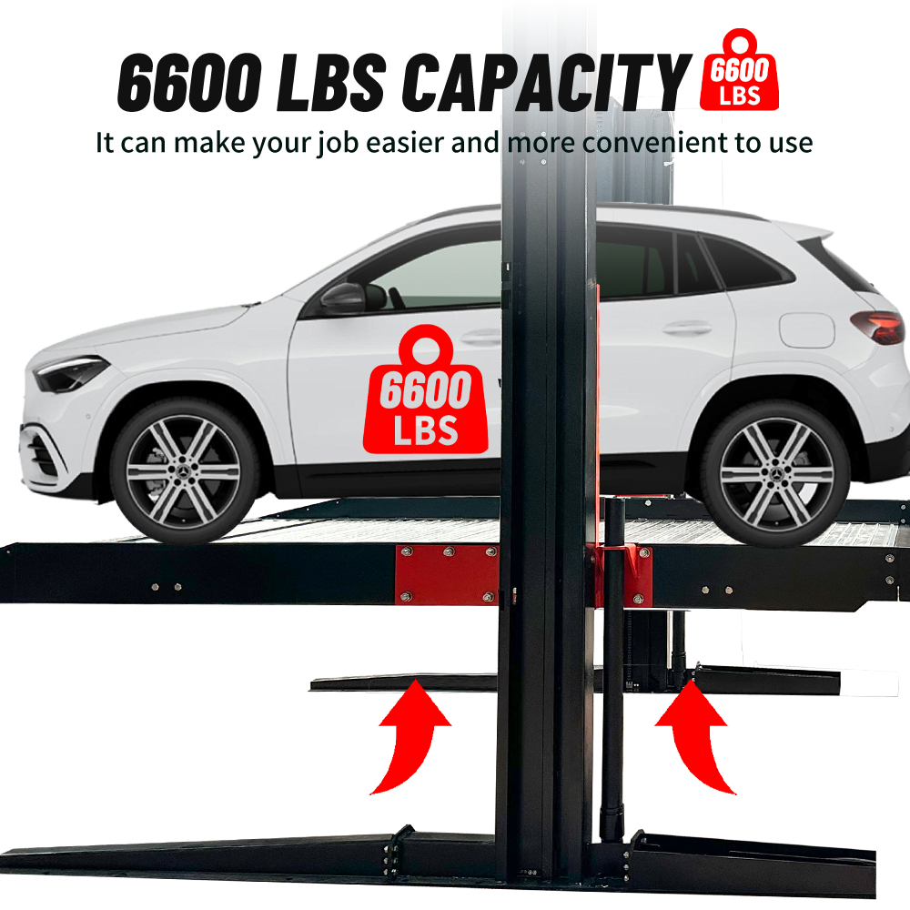 KT-P2700 - 660lbs Capacity 2 Post Parking Lift by Katool Side View with capacity