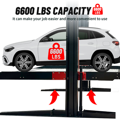 KT-P2700 - 660lbs Capacity 2 Post Parking Lift by Katool Side View with capacity
